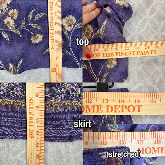 Vtg 90s Faux Wrap Midi Skirt Matching Set 14 Purple Floral Vacation Granny Artsy - Picture 13 of 15